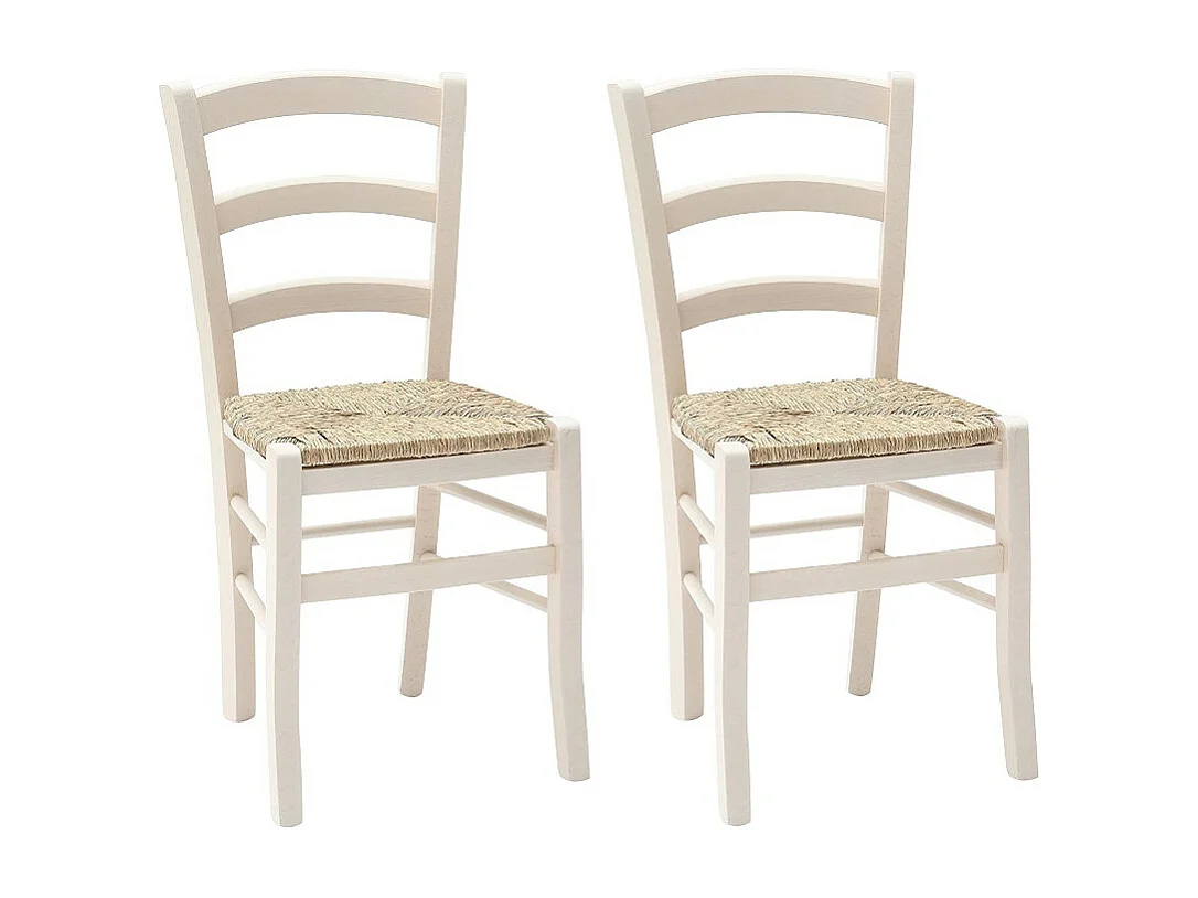 Lot de 2 chaises rembourrées en bois blanc 43x42x88 cm - CENISIA