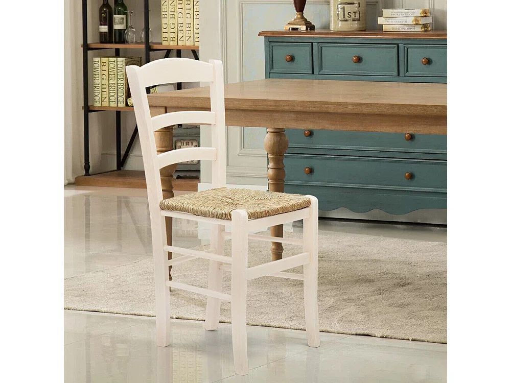 Lot de 2 chaises rembourrées en bois blanc 43x42x88 cm - CENISIA