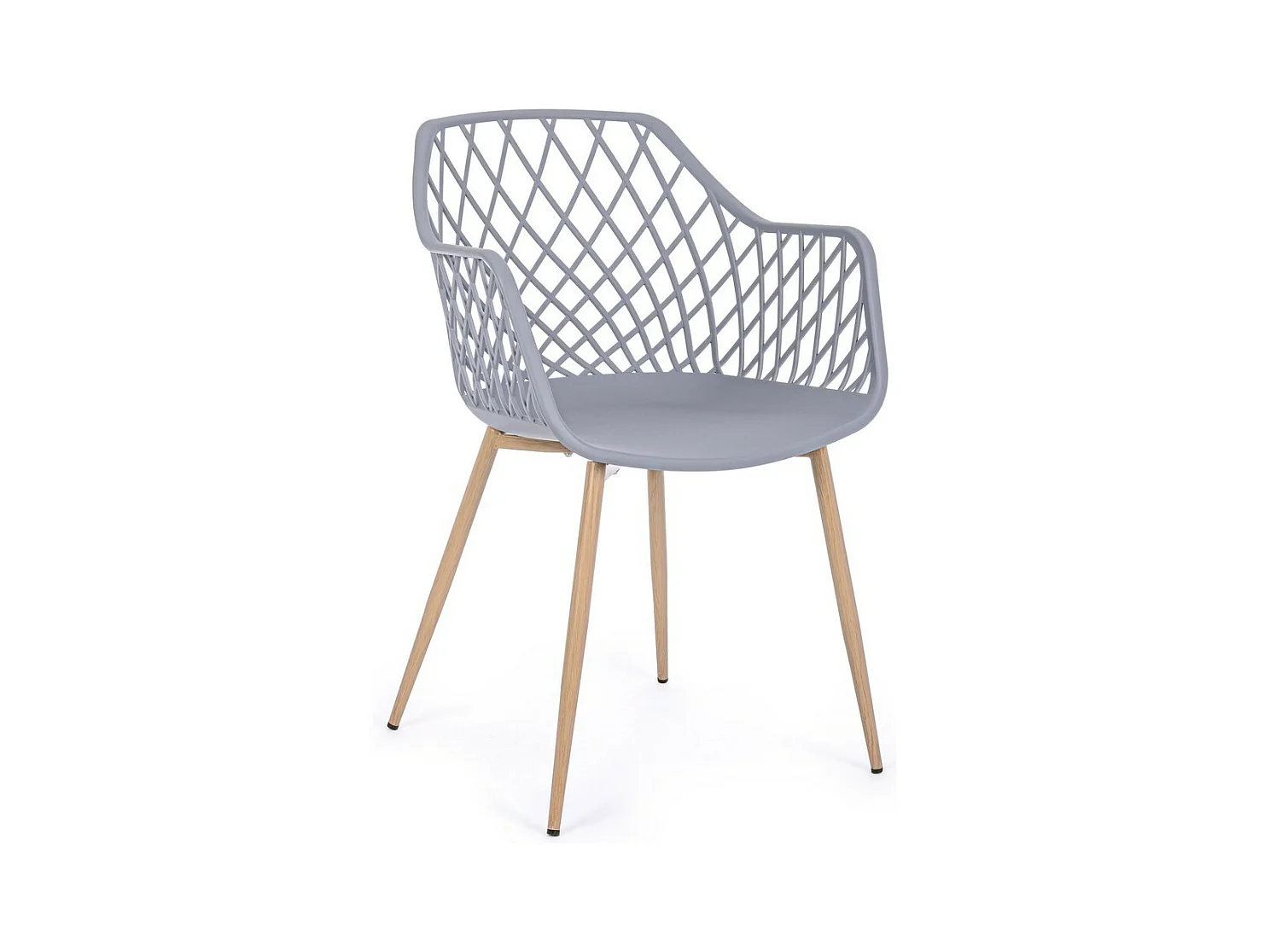 Lot de 4 chaises en polypropylène gris avec pieds en métal - OPTIK