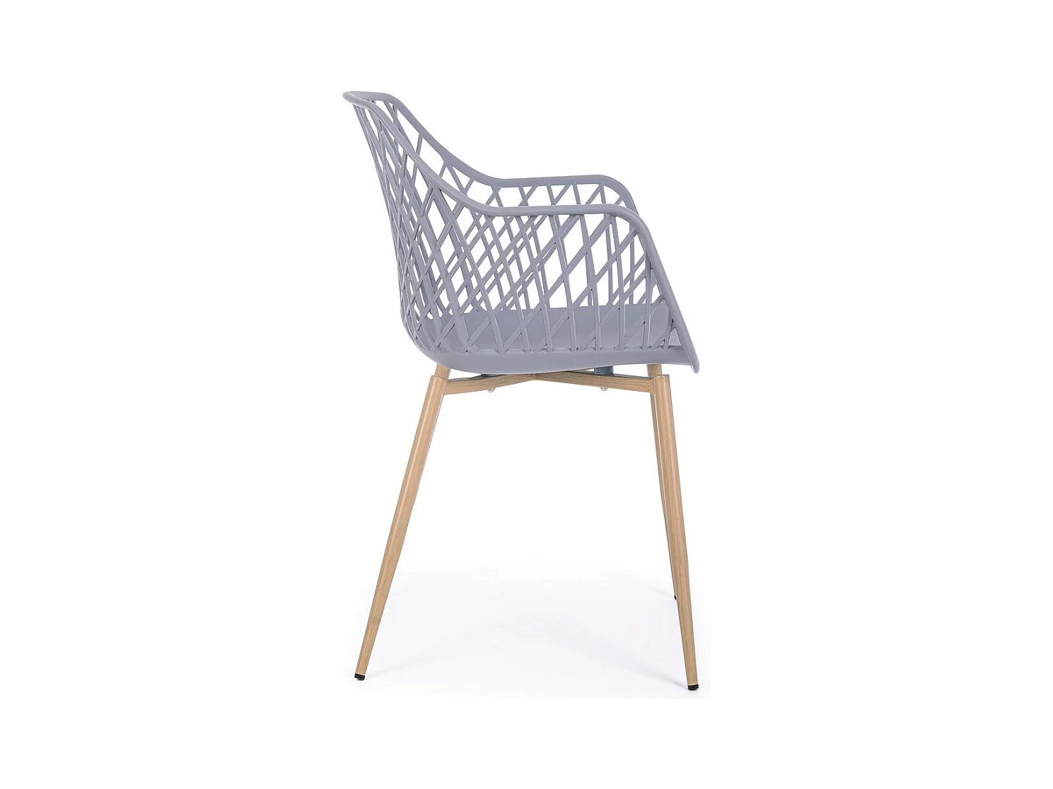 Lot de 4 chaises en polypropylène gris avec pieds en métal - OPTIK