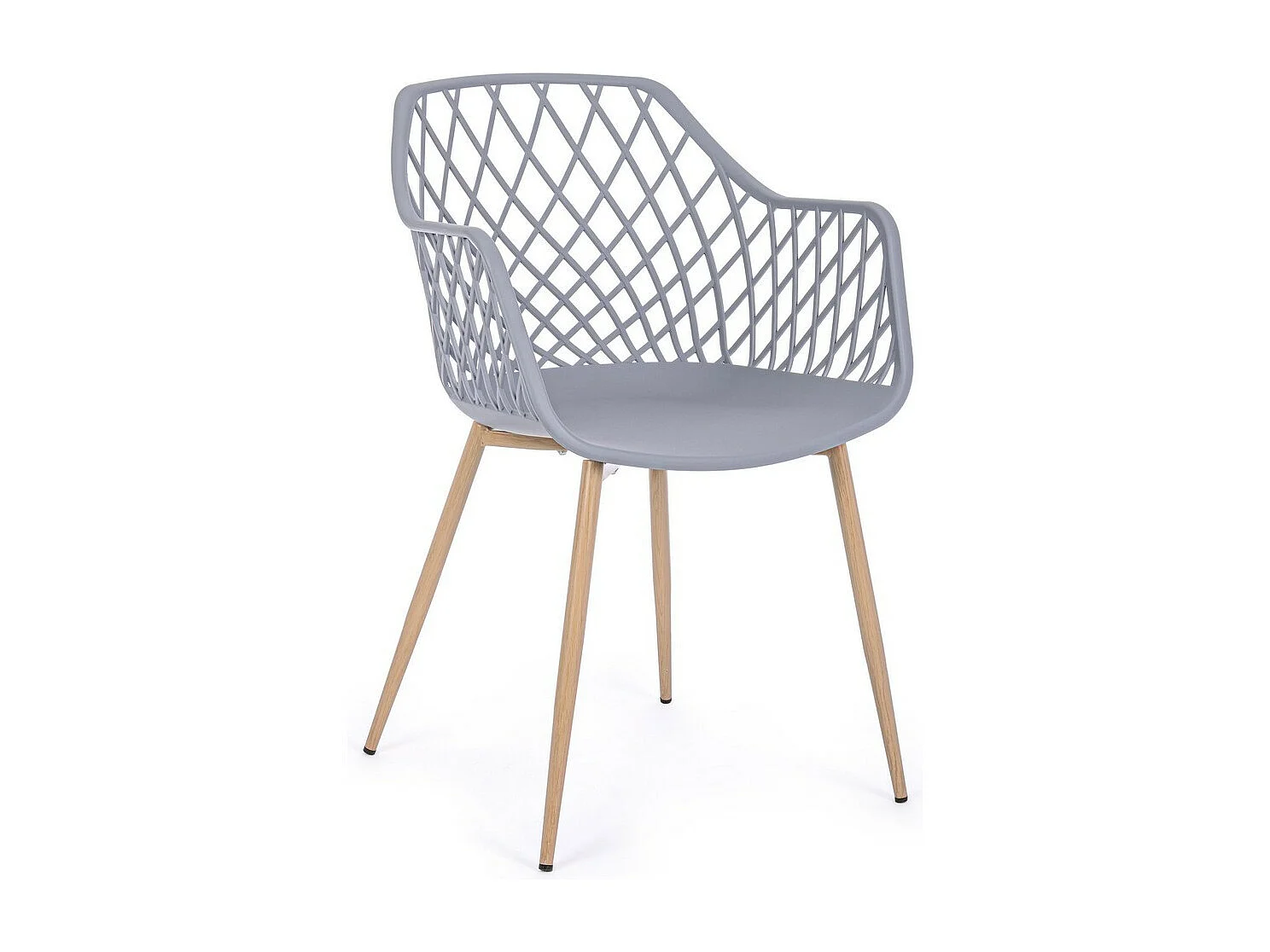 Lot de 4 chaises en polypropylène gris avec pieds en métal - OPTIK