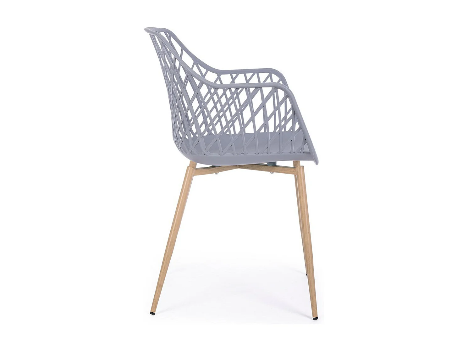 Lot de 4 chaises en polypropylène gris avec pieds en métal - OPTIK