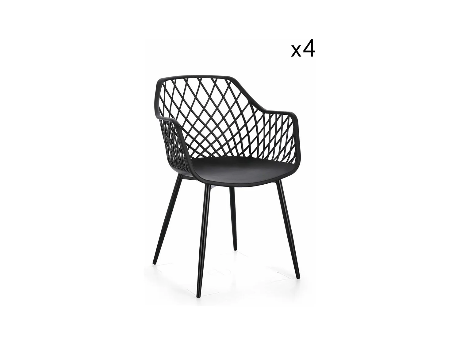 Lot de 4 chaises en polypropylène noir et acier - OPTIK