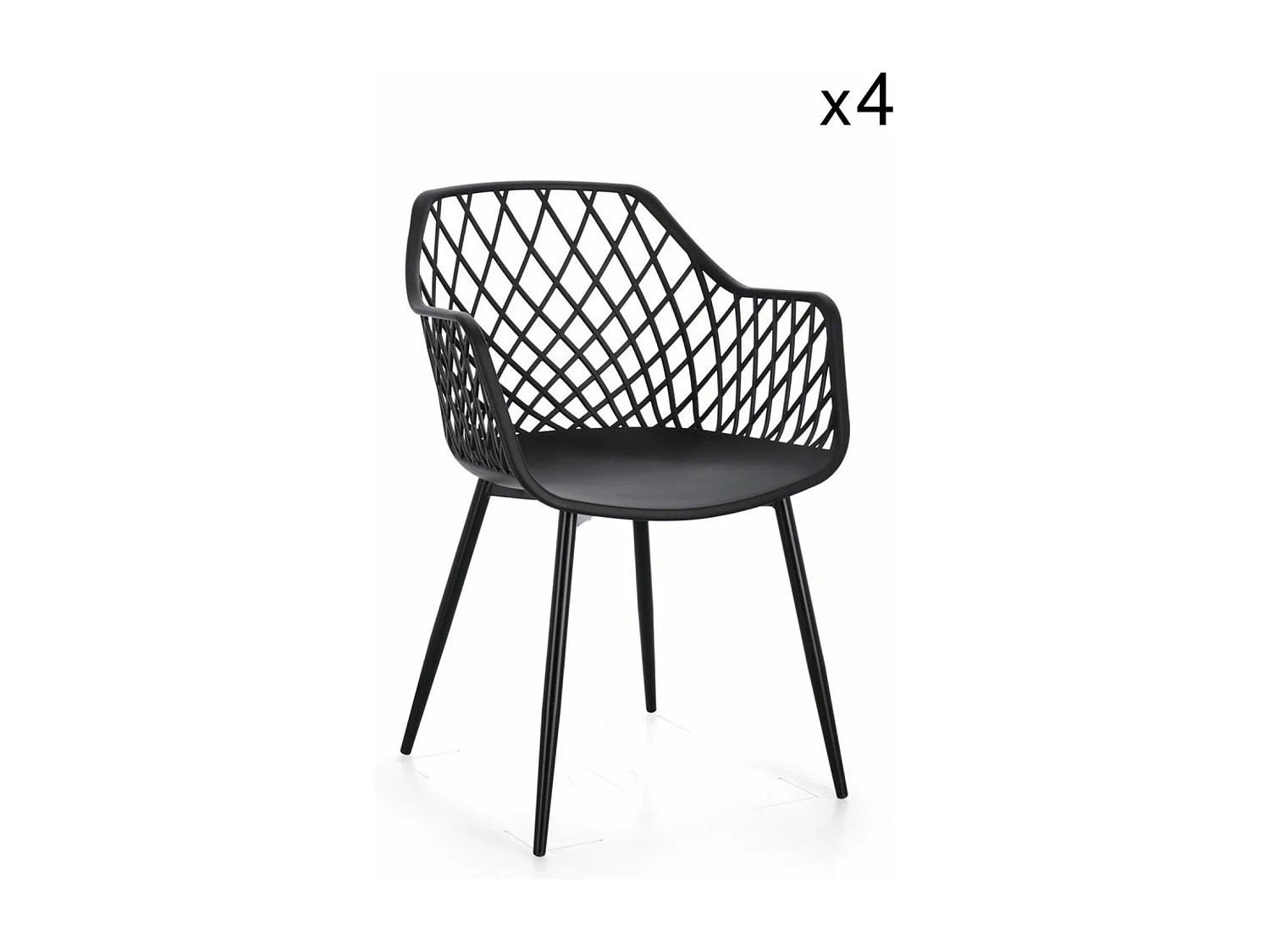 Lot de 4 chaises en polypropylène noir et acier - OPTIK