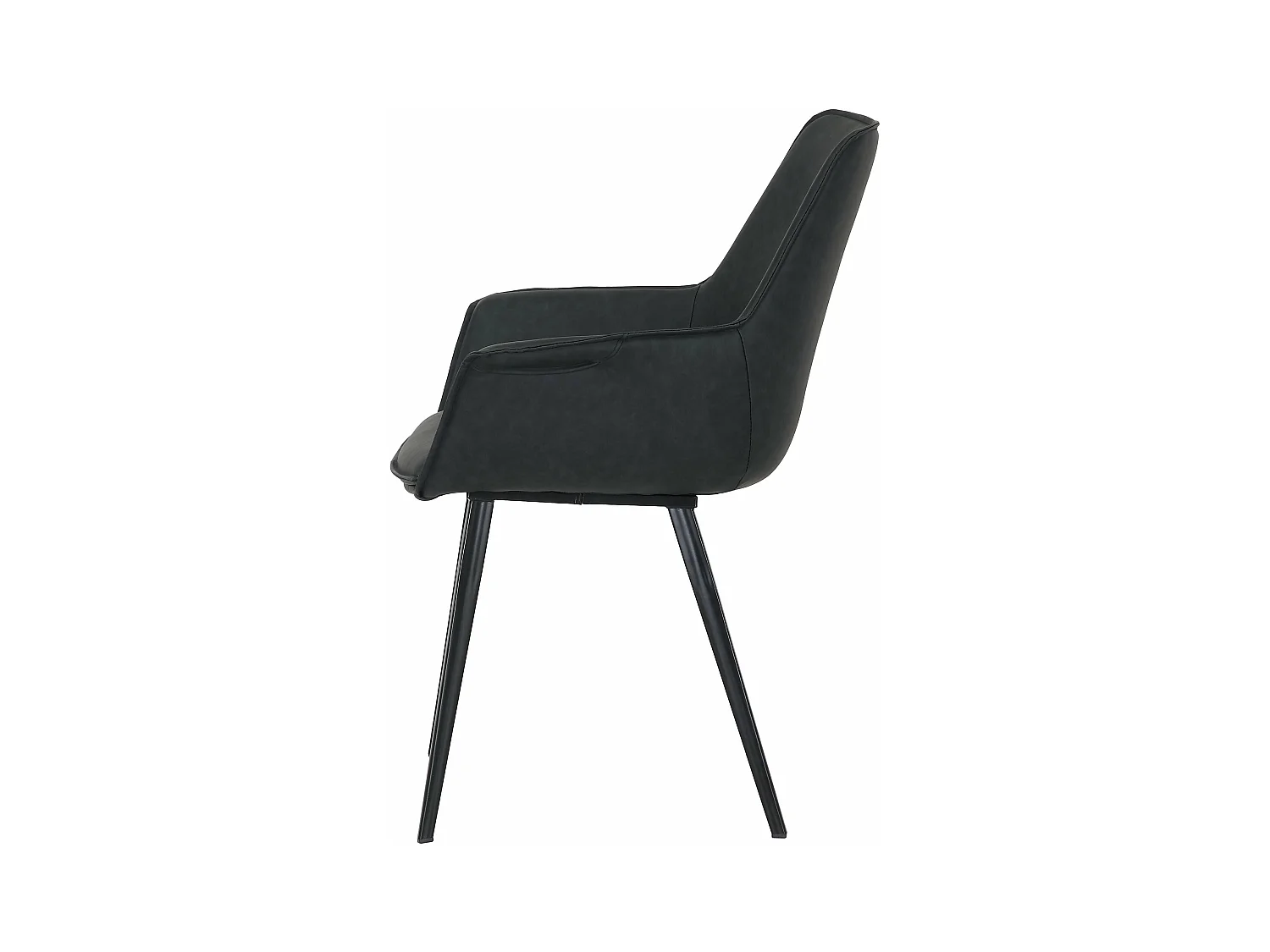 Chaise accoudoirs imitation cuir noir