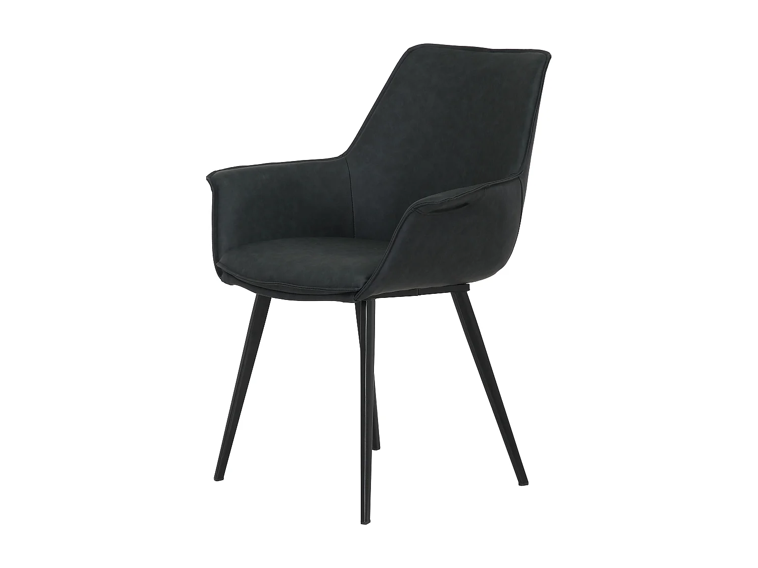 Chaise accoudoirs imitation cuir noir