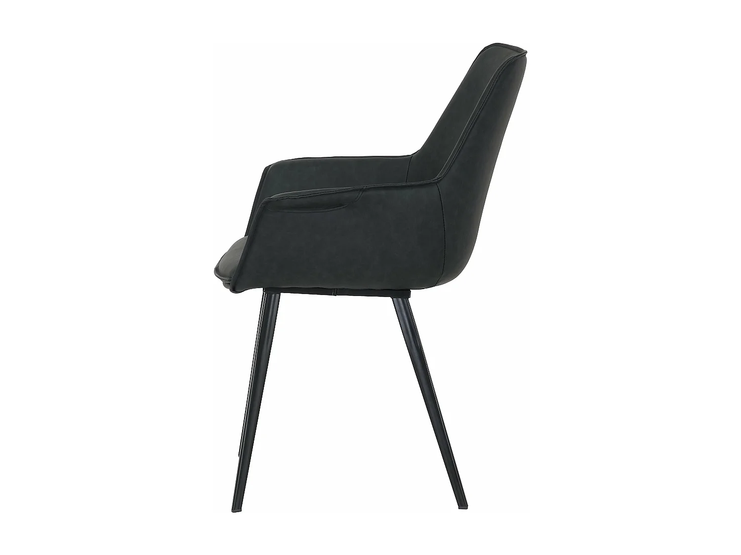 Chaise accoudoirs imitation cuir noir