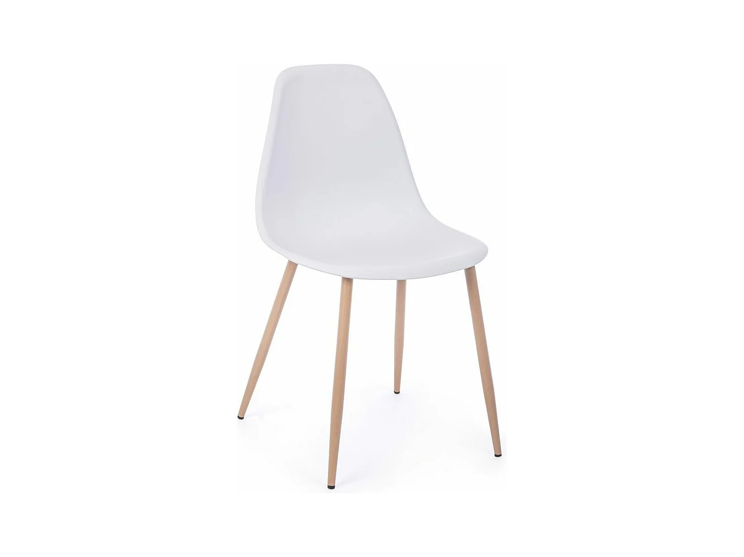 Lot de 4 chaises en polypropylène blanc avec pieds en bois - MANDY