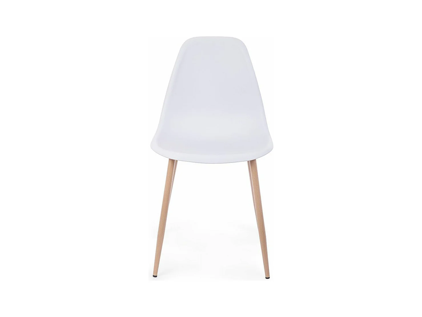 Lot de 4 chaises en polypropylène blanc avec pieds en bois - MANDY