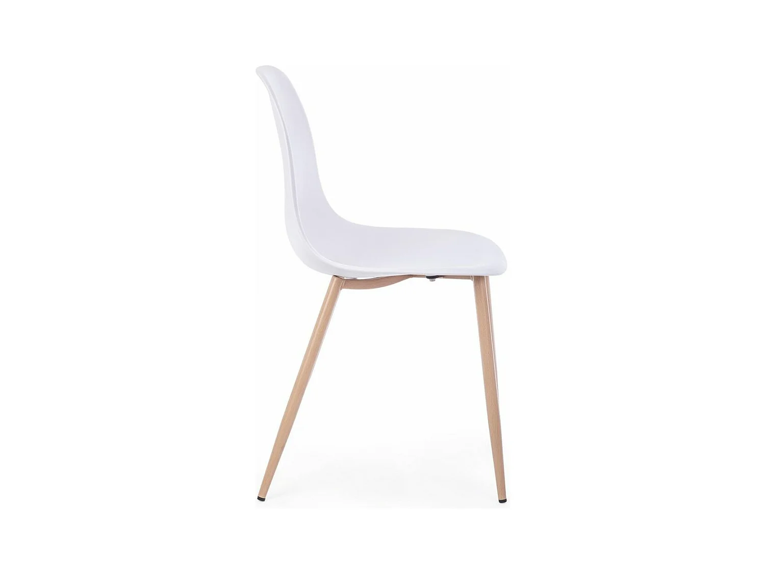 Lot de 4 chaises en polypropylène blanc avec pieds en bois - MANDY