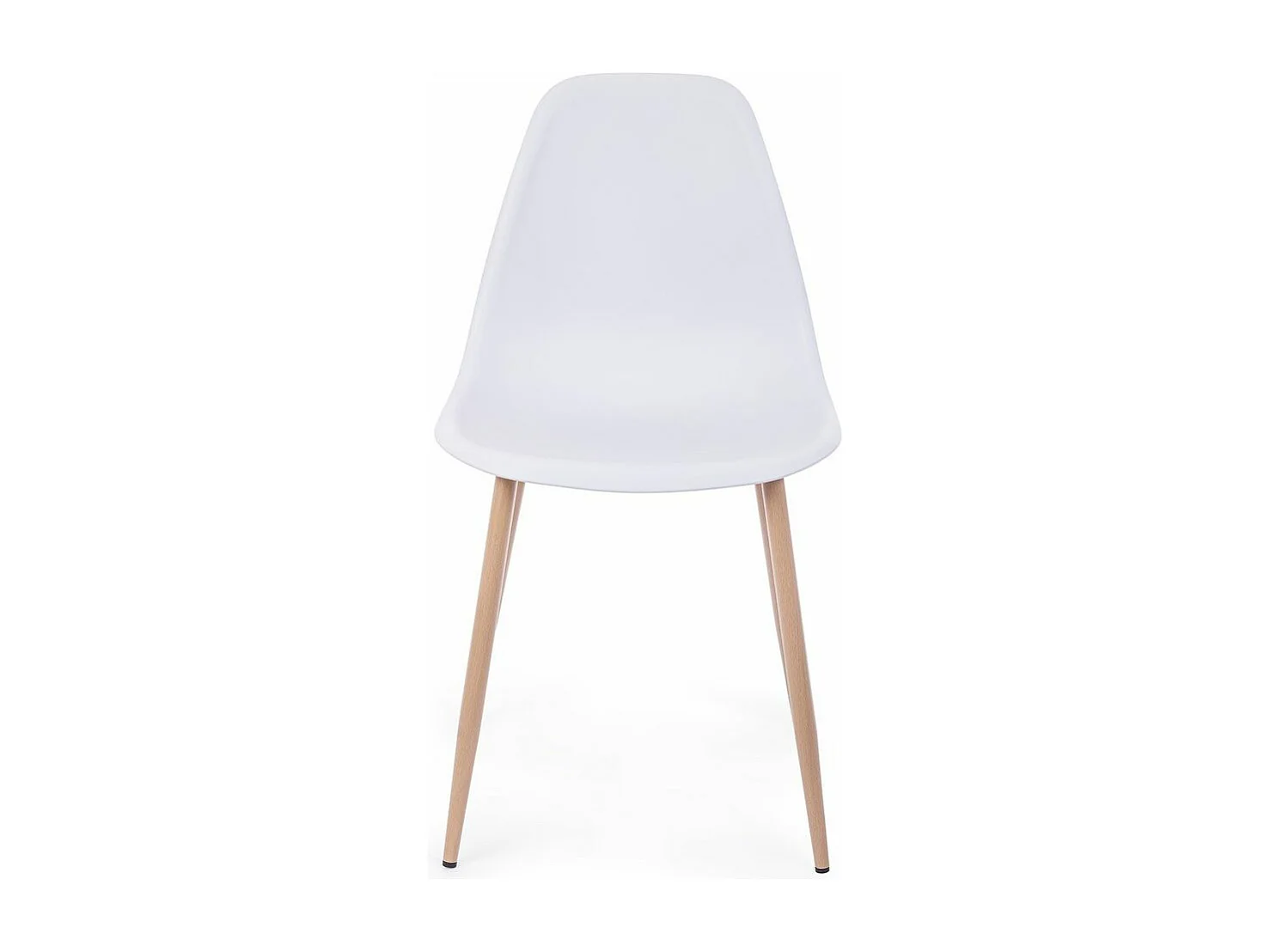 Lot de 4 chaises en polypropylène blanc avec pieds en bois - MANDY