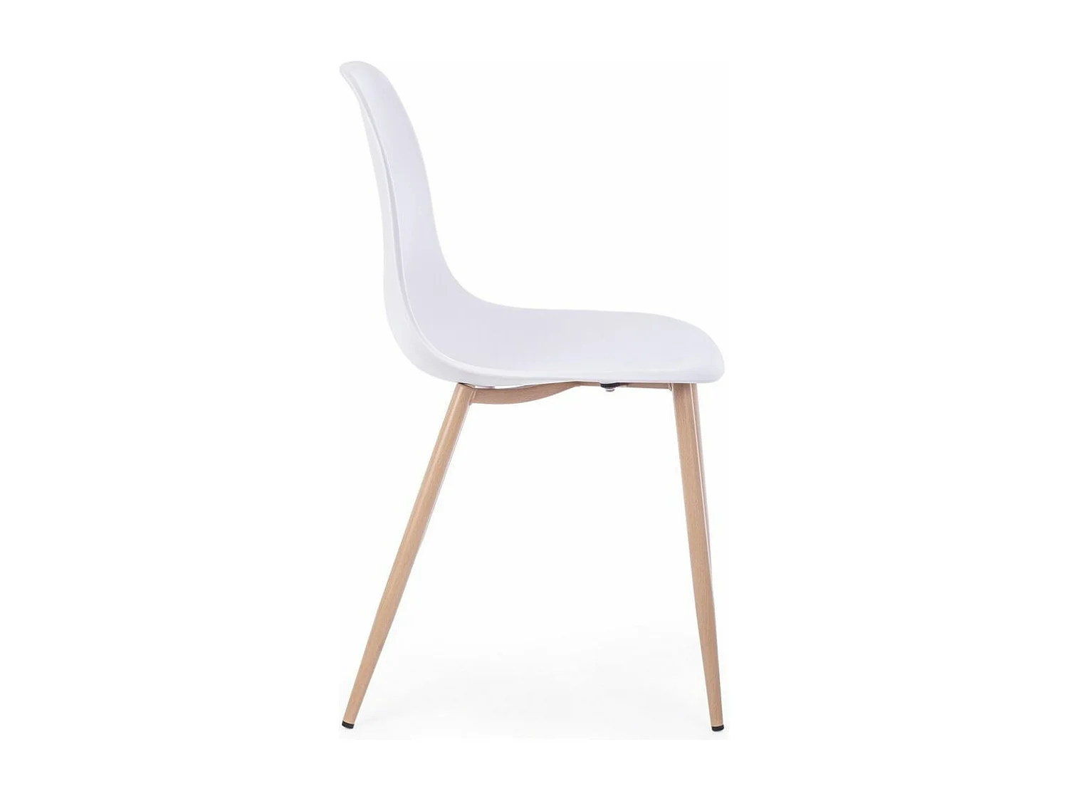 Lot de 4 chaises en polypropylène blanc avec pieds en bois - MANDY