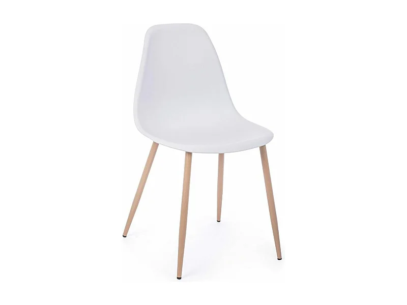 Lot de 4 chaises en polypropylène blanc avec pieds en bois - MANDY