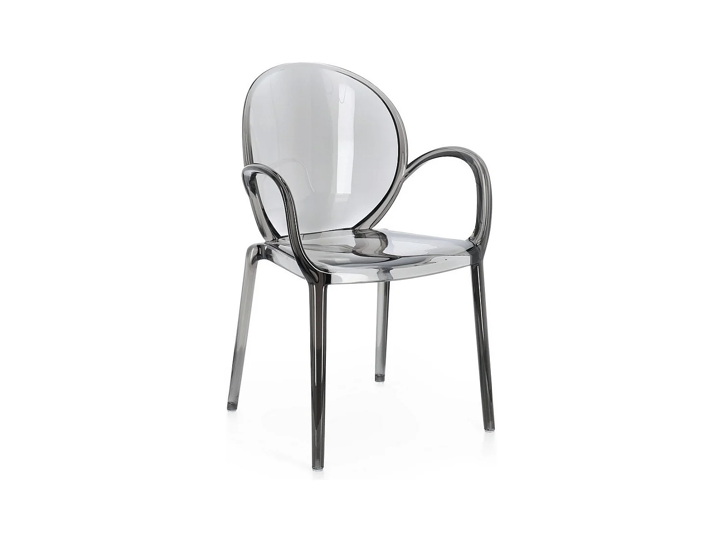 Lot de 4 chaises empilables en polycarbonate transparent fumé - CAMILLA