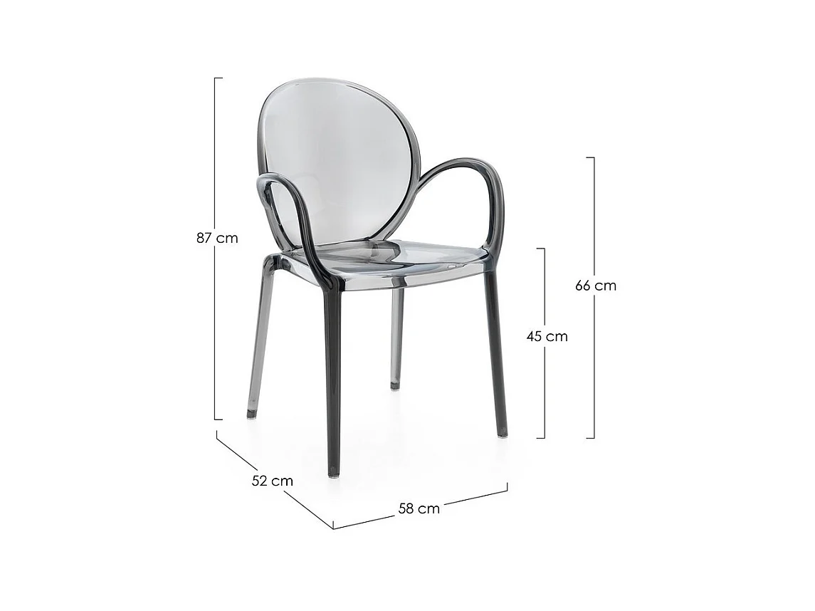 Lot de 4 chaises empilables en polycarbonate transparent fumé - CAMILLA