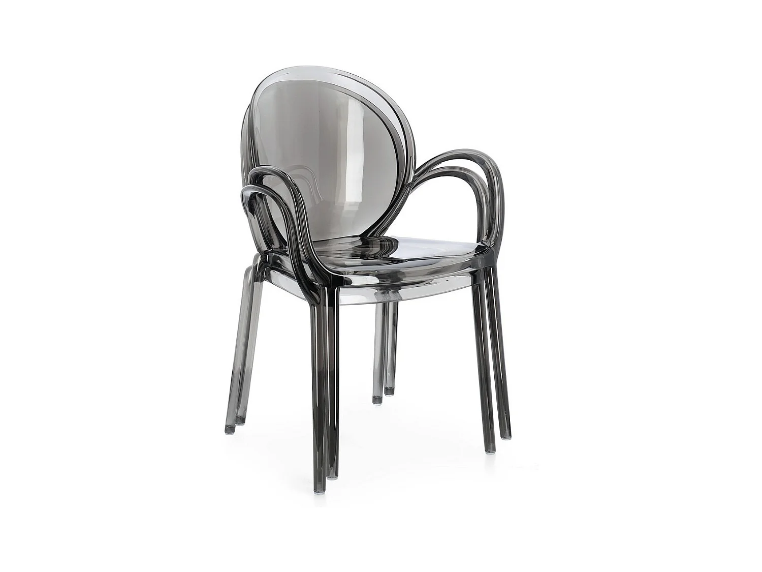 Lot de 4 chaises empilables en polycarbonate transparent fumé - CAMILLA