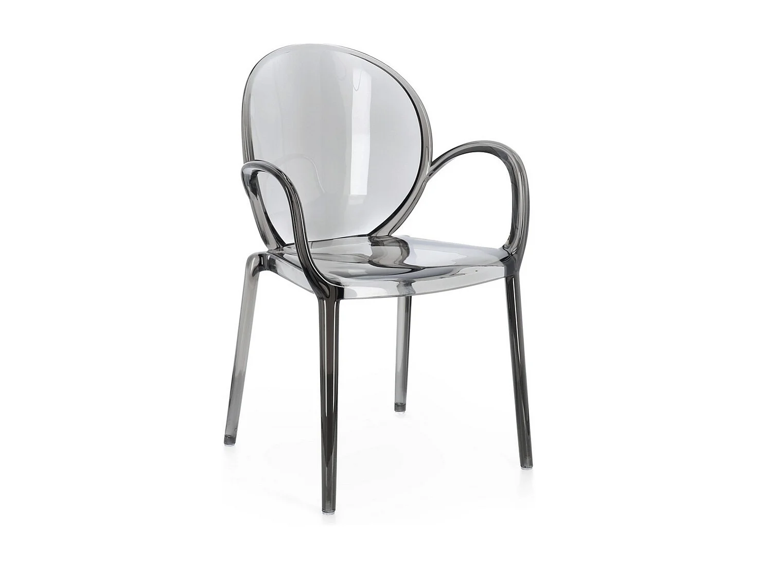 Lot de 4 chaises empilables en polycarbonate transparent fumé - CAMILLA