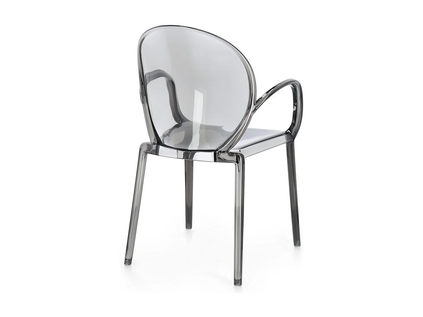 Lot de 4 chaises empilables en polycarbonate transparent fumé - CAMILLA