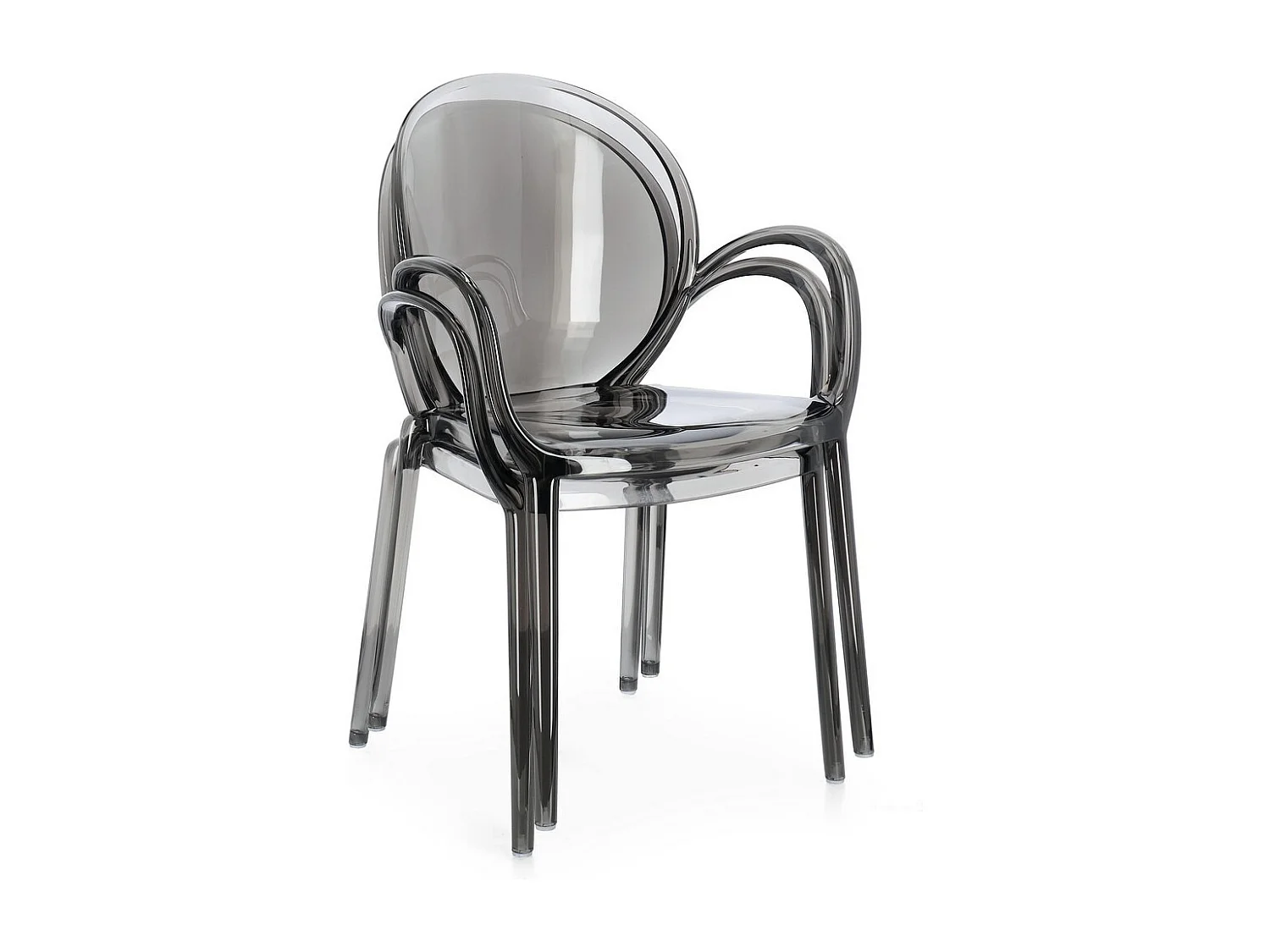 Lot de 4 chaises empilables en polycarbonate transparent fumé - CAMILLA