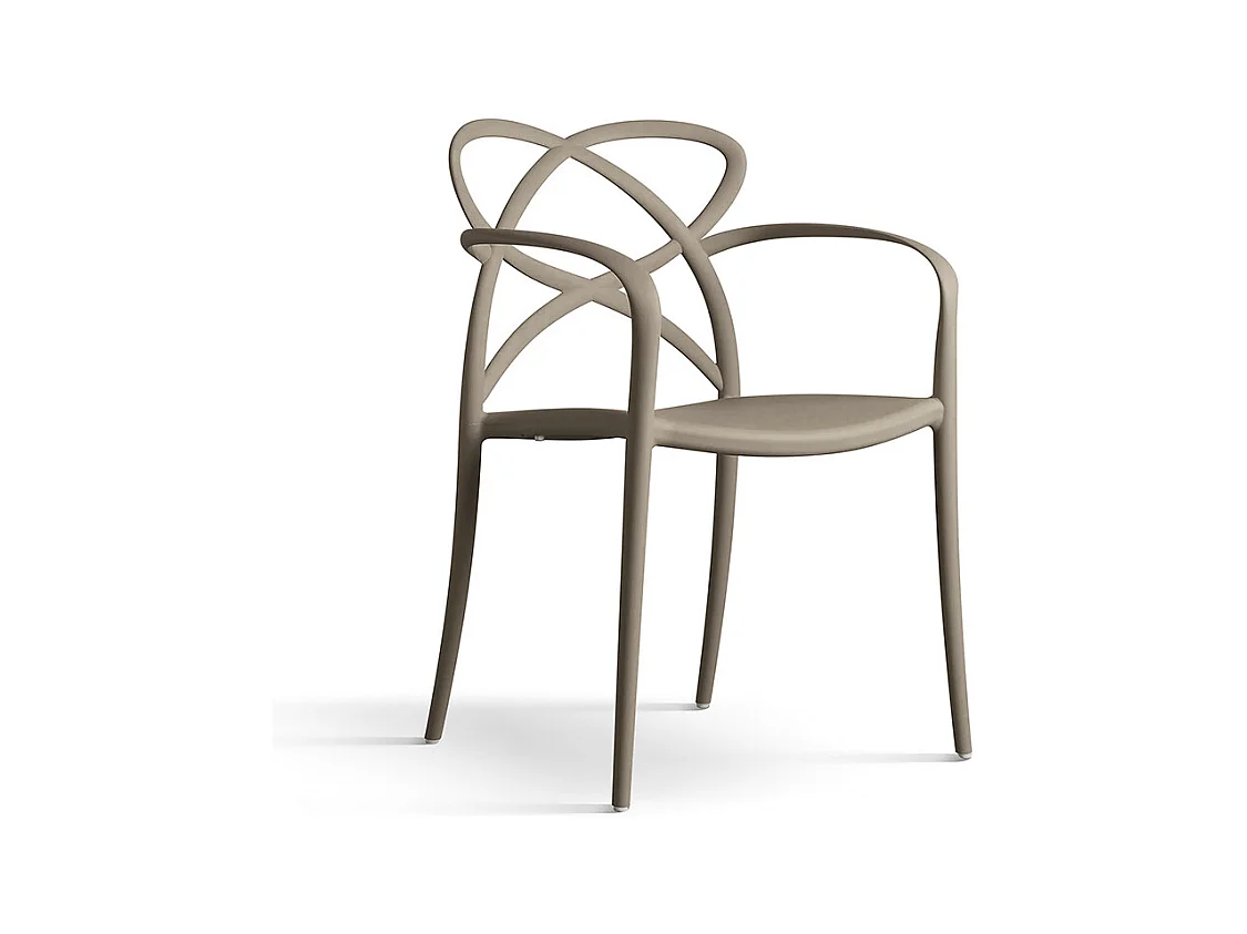 Lot de 4 fauteuils en polypropylène gris chaud - LONG ISLAND