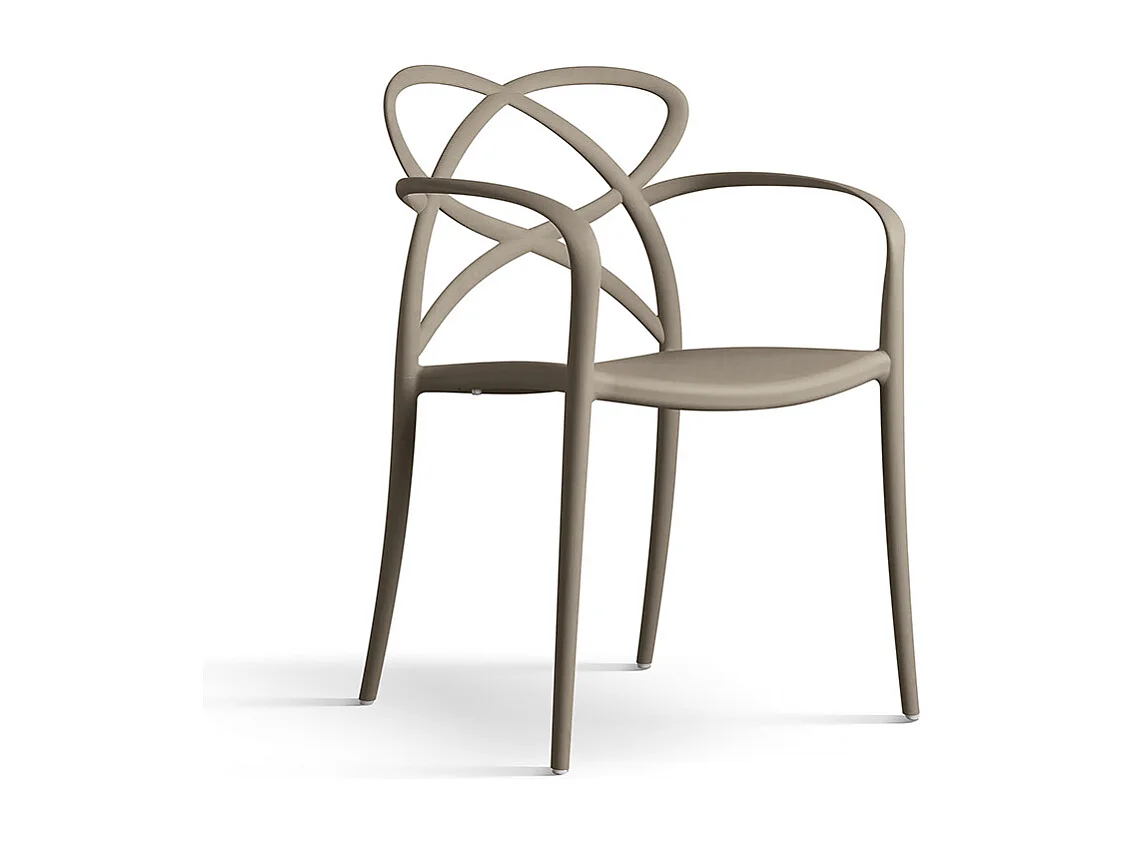 Lot de 4 fauteuils en polypropylène gris chaud - LONG ISLAND