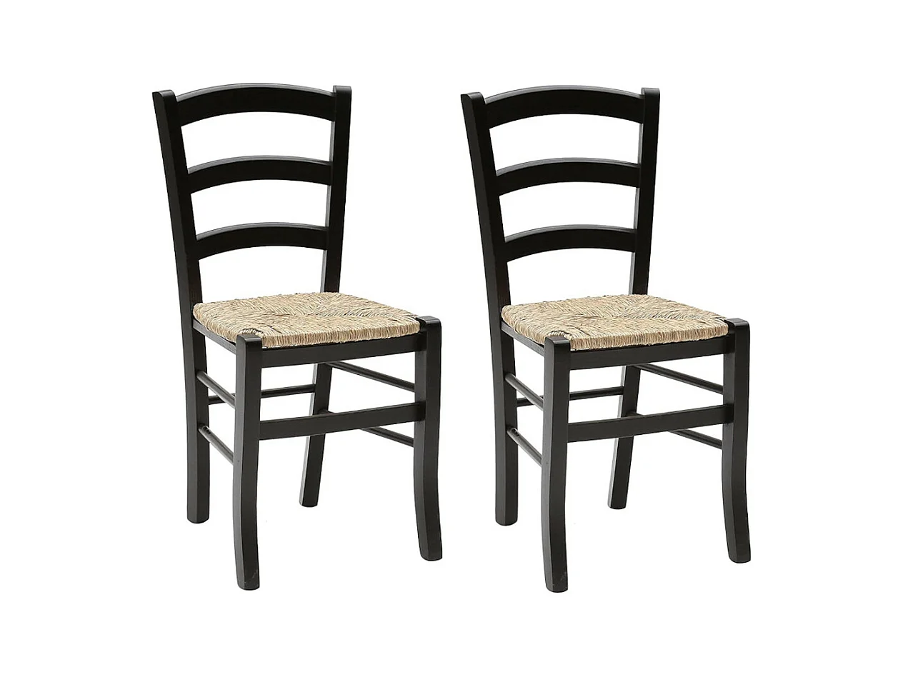 Lot de 2 chaises en bois noir rembourrées 43x42x88 cm - CENISIA