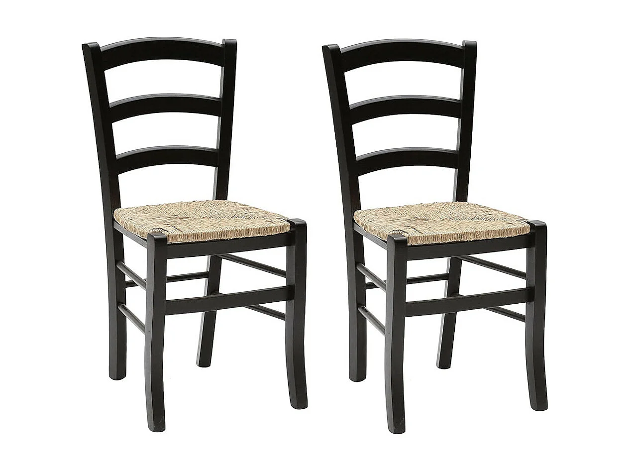 Lot de 2 chaises en bois noir rembourrées 43x42x88 cm - CENISIA