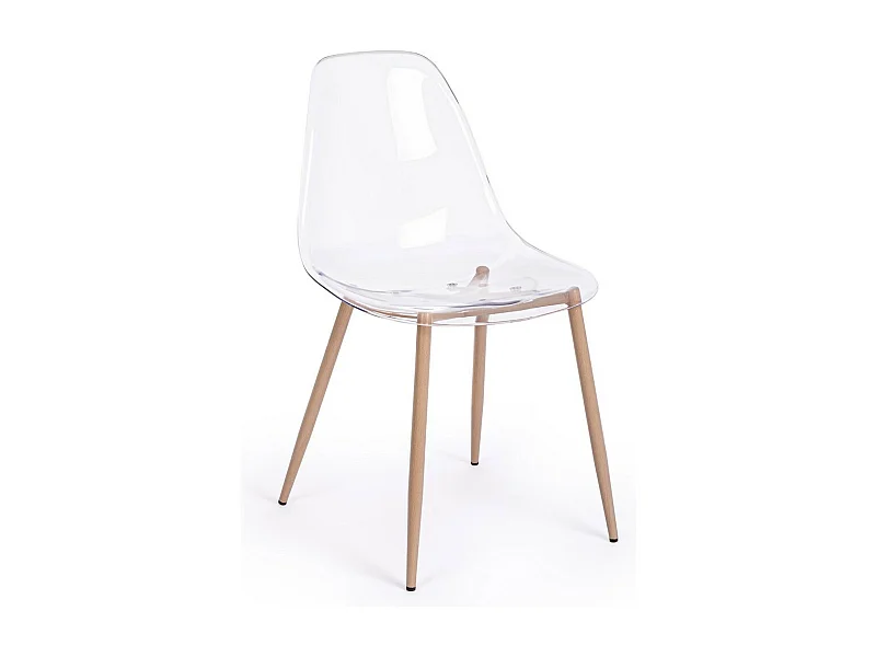 Set van 4 stoelen van transparant polypropyleen en metalen poten - MANDY