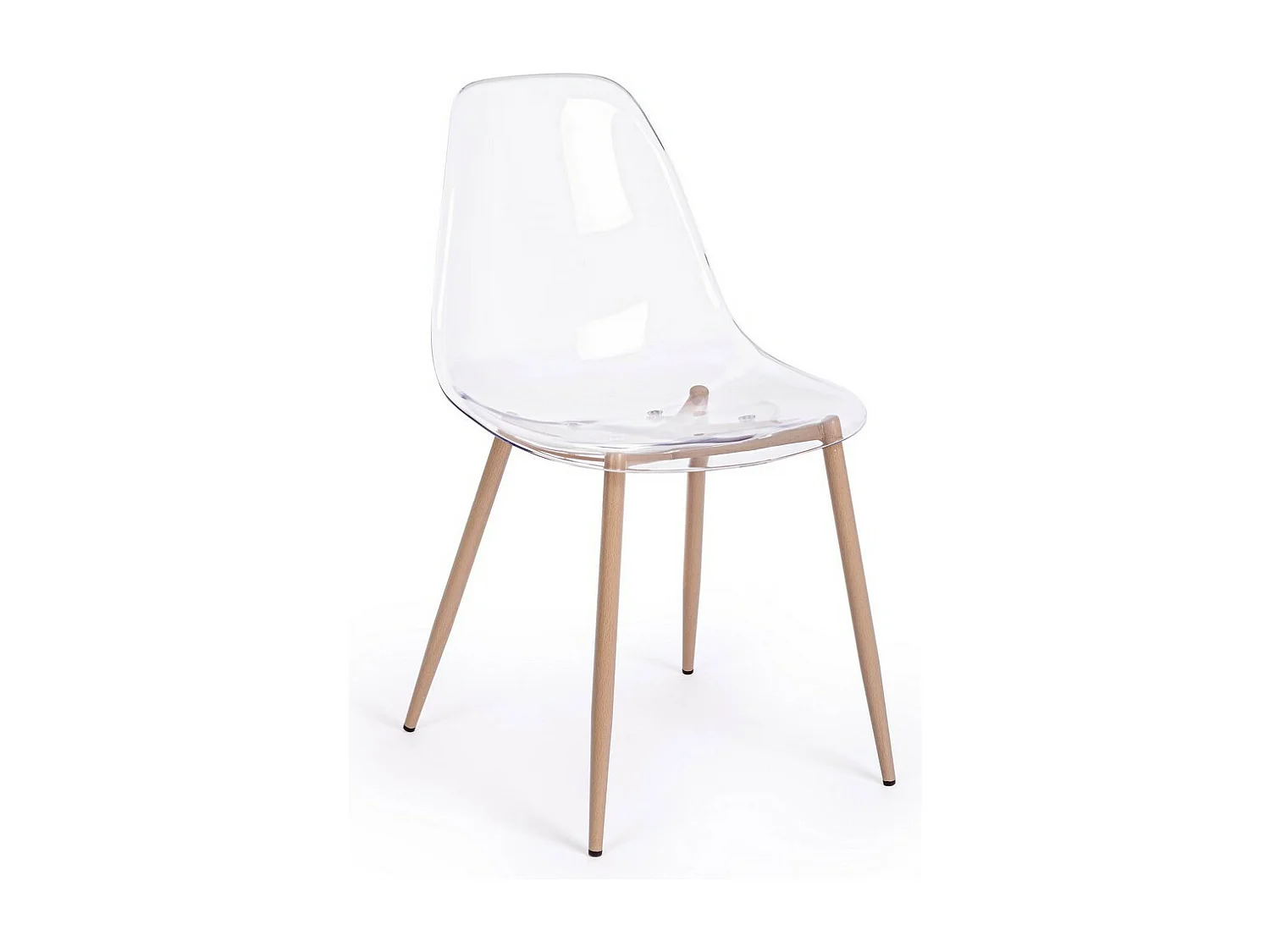 Satz von 4 Stühlen aus transparentem Polypropylen und Metallbeinen - MANDY