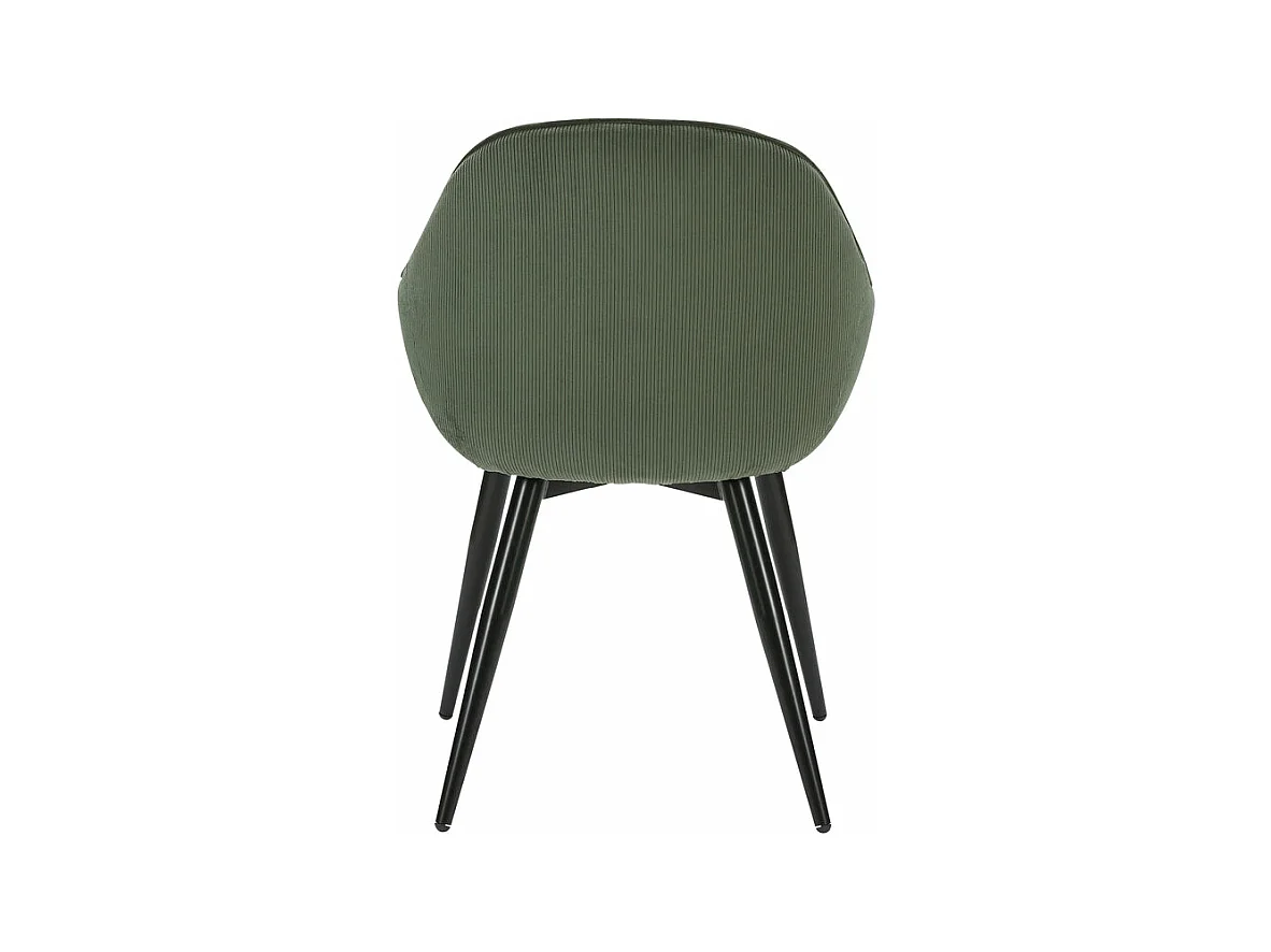 Chaise accoudoirs en velours côtelé vert kaki Bari