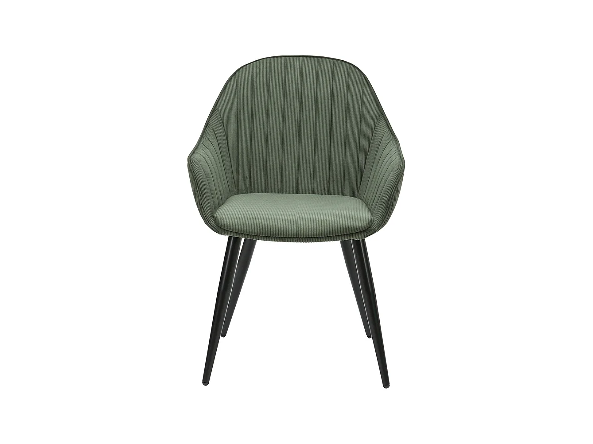 Chaise accoudoirs en velours côtelé vert kaki Bari