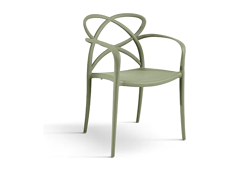 Lot de 4 fauteuils en polypropylène vert - LONG ISLAND