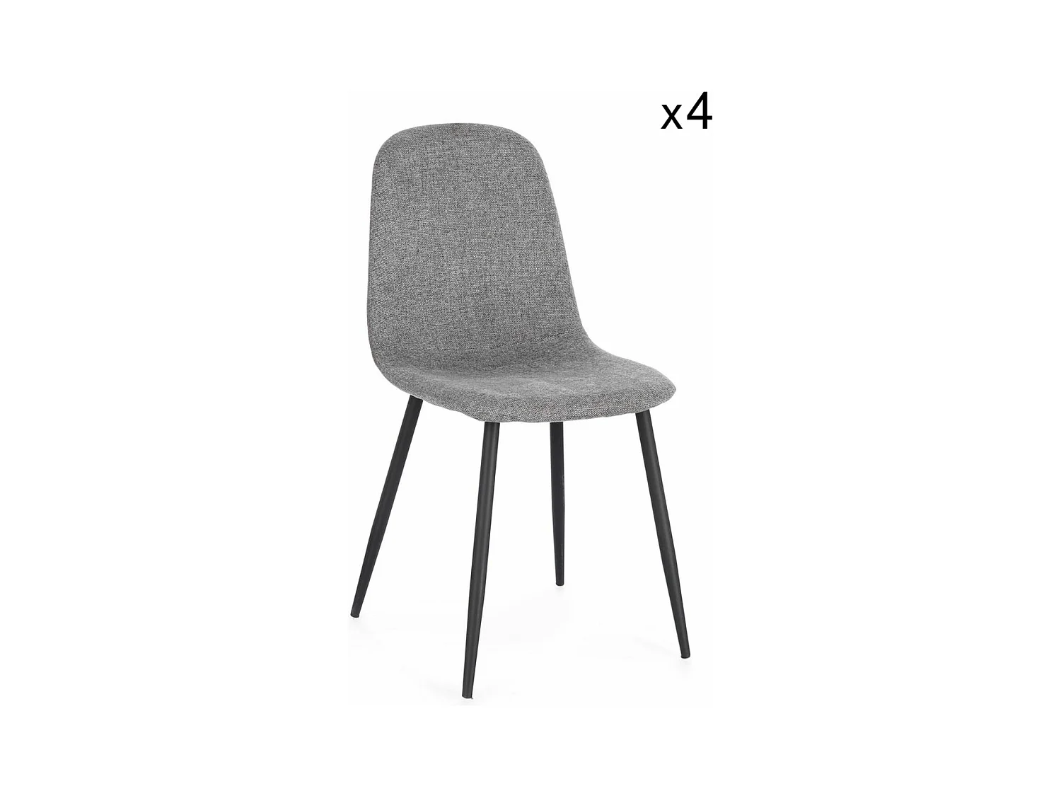 Lot de 4 chaises en tissu gris foncé et acier anthracite - IRELIA