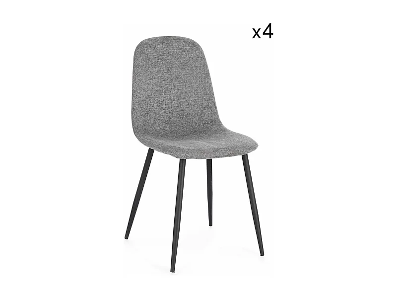 Lot de 4 chaises en tissu gris foncé et acier anthracite - IRELIA