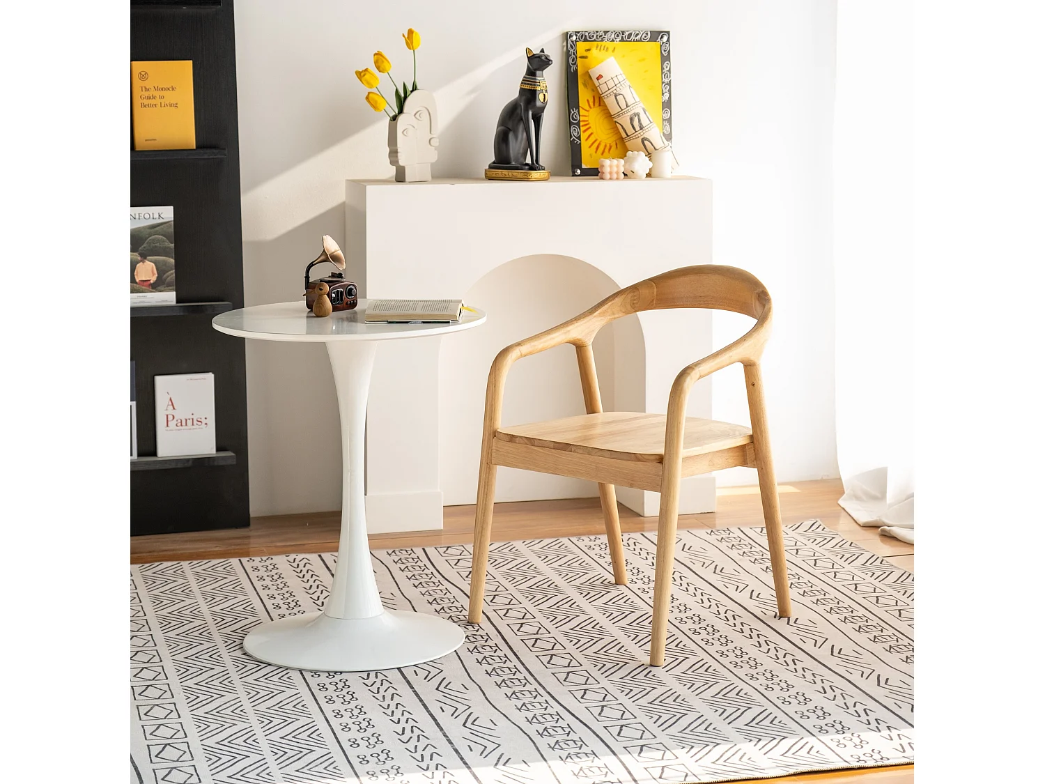 Chaise repas avec accoudoirs en frêne naturel OLGA