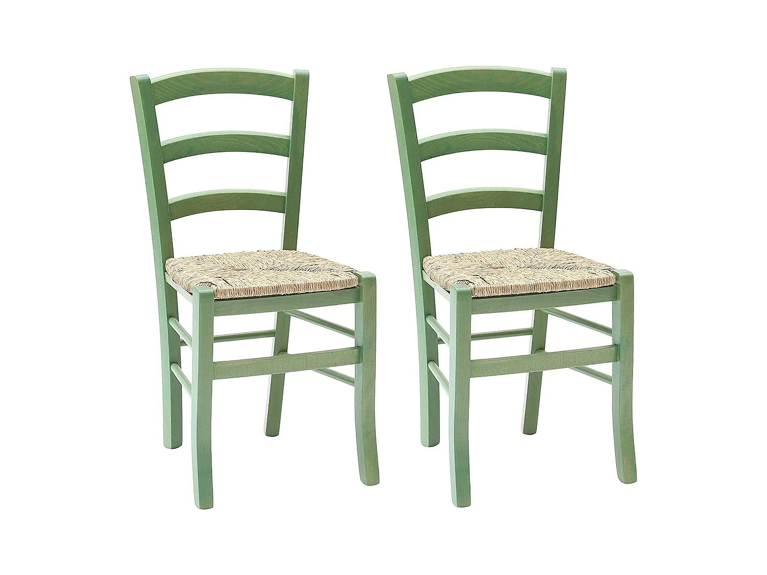 Lot de 2 chaises en bois vertes rembourrées 43x42x88 cm - CENISIA