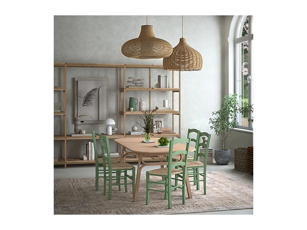 Lot de 2 chaises en bois vertes rembourrées 43x42x88 cm - CENISIA