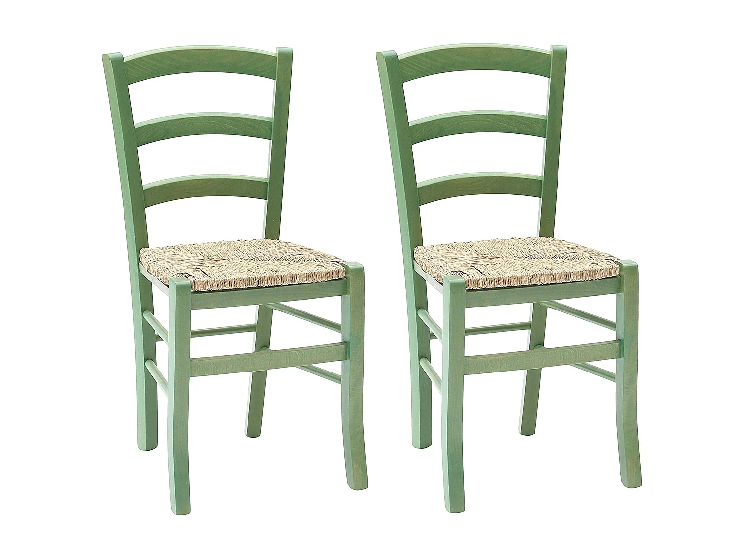 Lot de 2 chaises en bois vertes rembourrées 43x42x88 cm - CENISIA