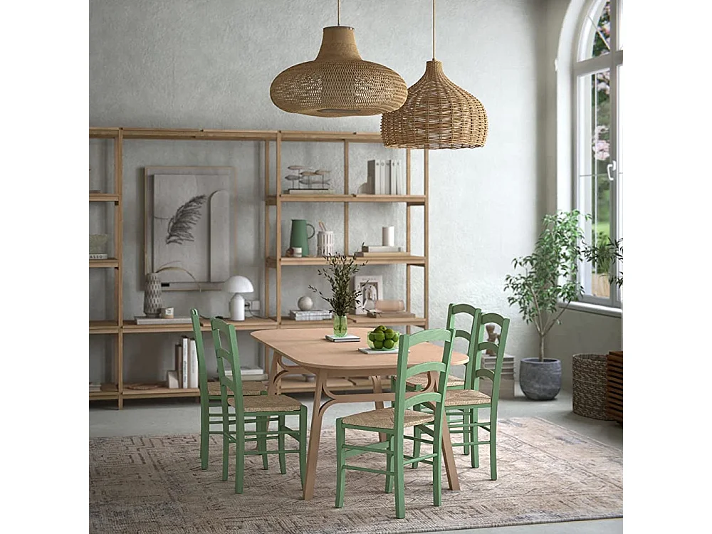 Lot de 2 chaises en bois vertes rembourrées 43x42x88 cm - CENISIA