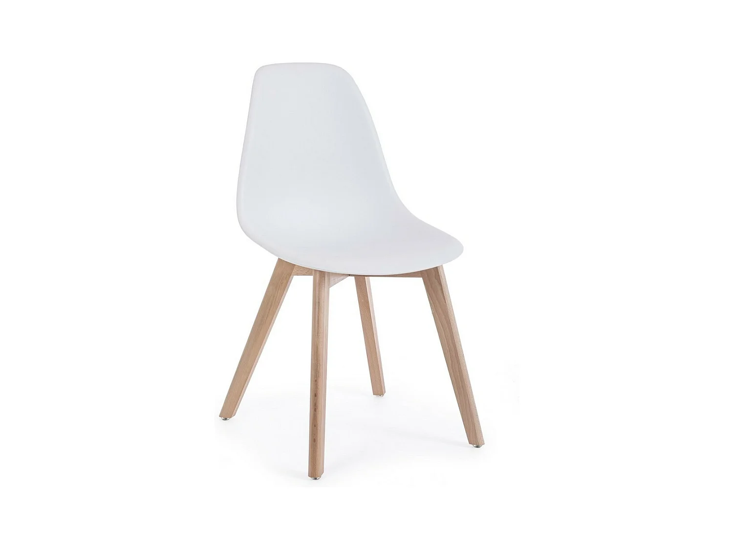 Lot de 4 chaises en polypropylène blanc et pieds en bois - SYSTEM