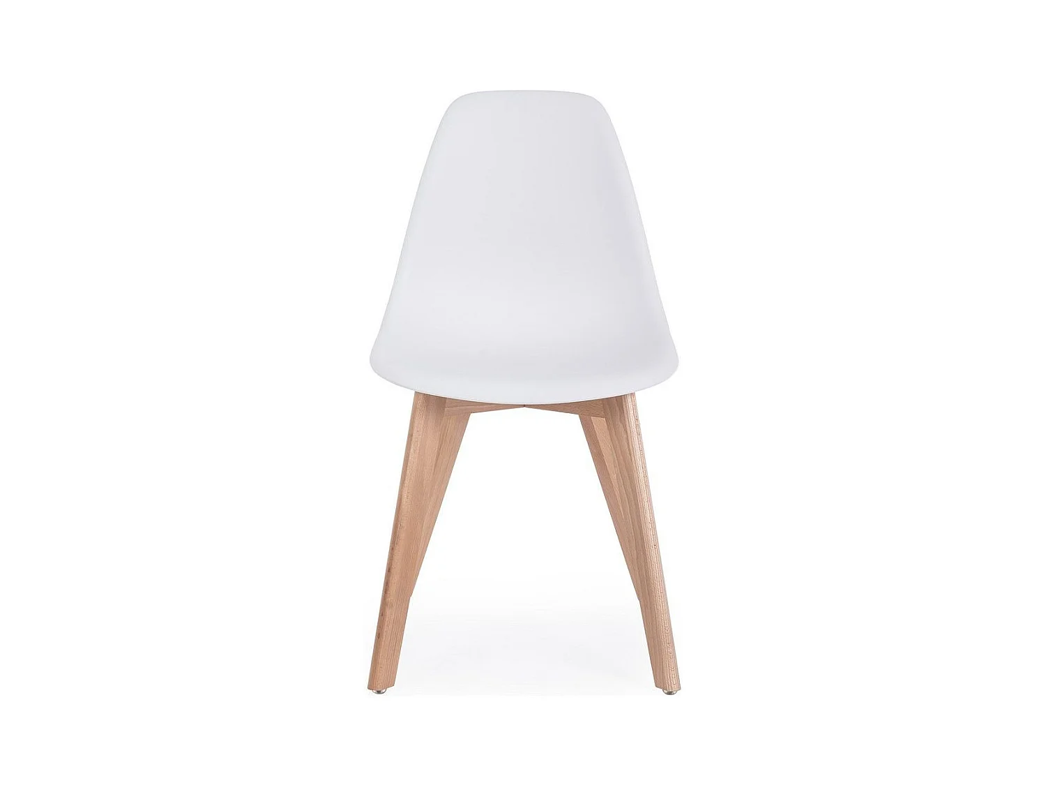 Lot de 4 chaises en polypropylène blanc et pieds en bois - SYSTEM