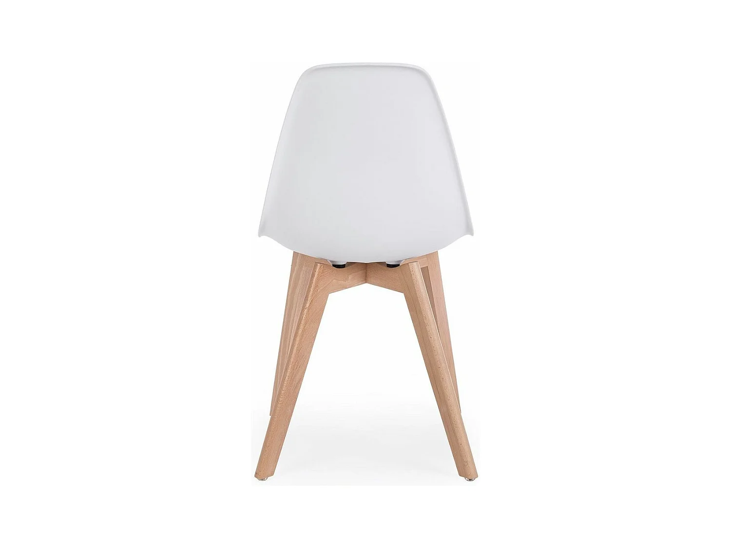 Lot de 4 chaises en polypropylène blanc et pieds en bois - SYSTEM