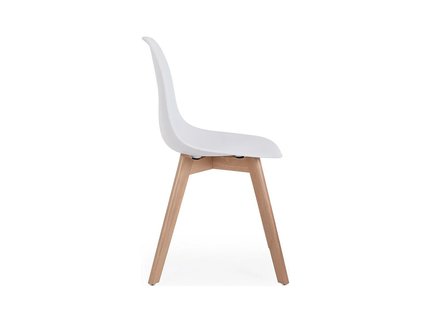Lot de 4 chaises en polypropylène blanc et pieds en bois - SYSTEM