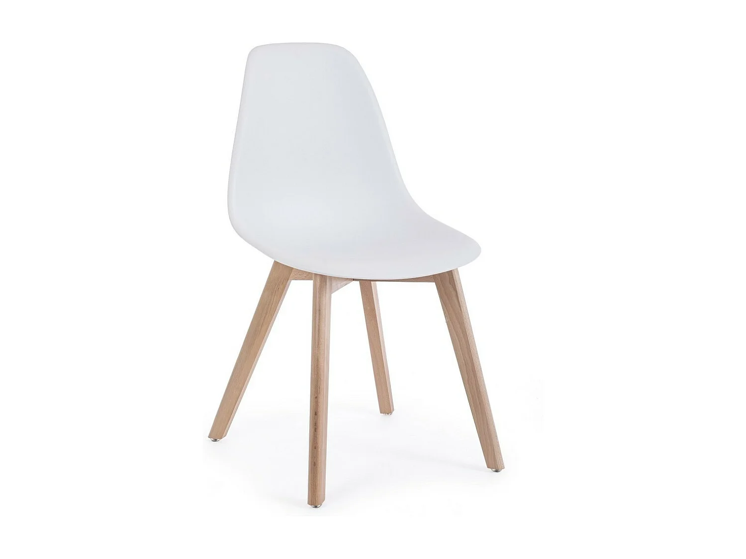 Lot de 4 chaises en polypropylène blanc et pieds en bois - SYSTEM