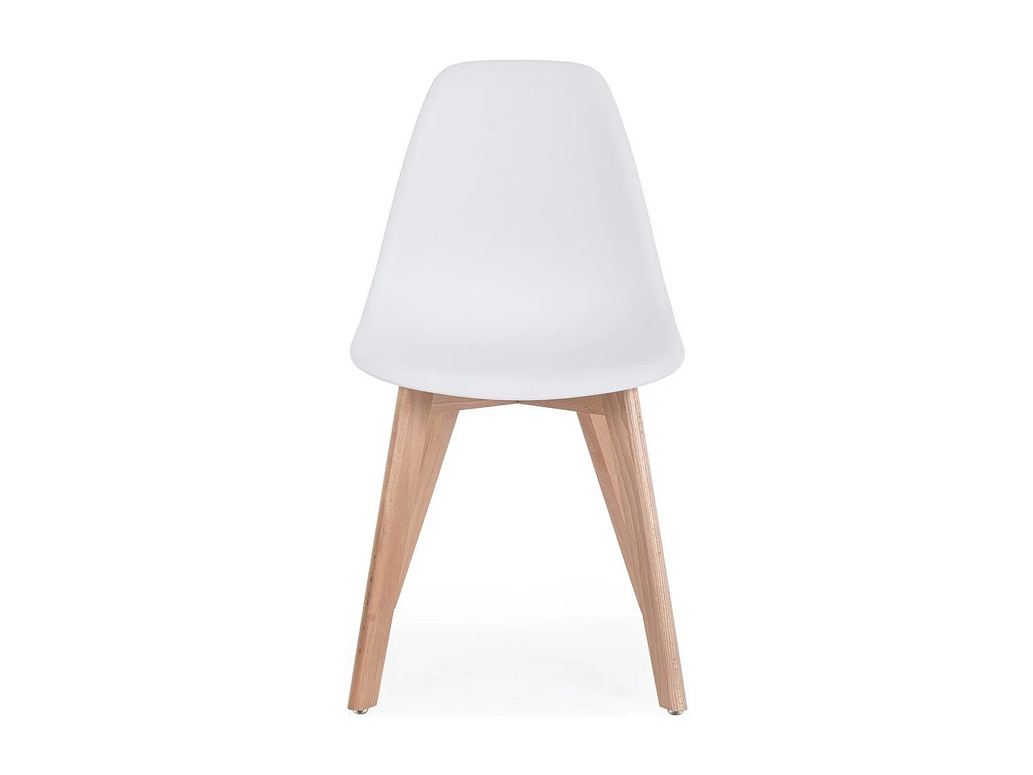 Lot de 4 chaises en polypropylène blanc et pieds en bois - SYSTEM