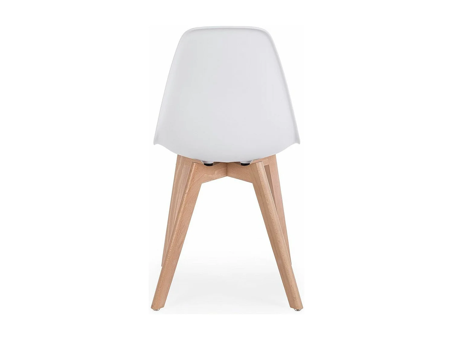 Lot de 4 chaises en polypropylène blanc et pieds en bois - SYSTEM