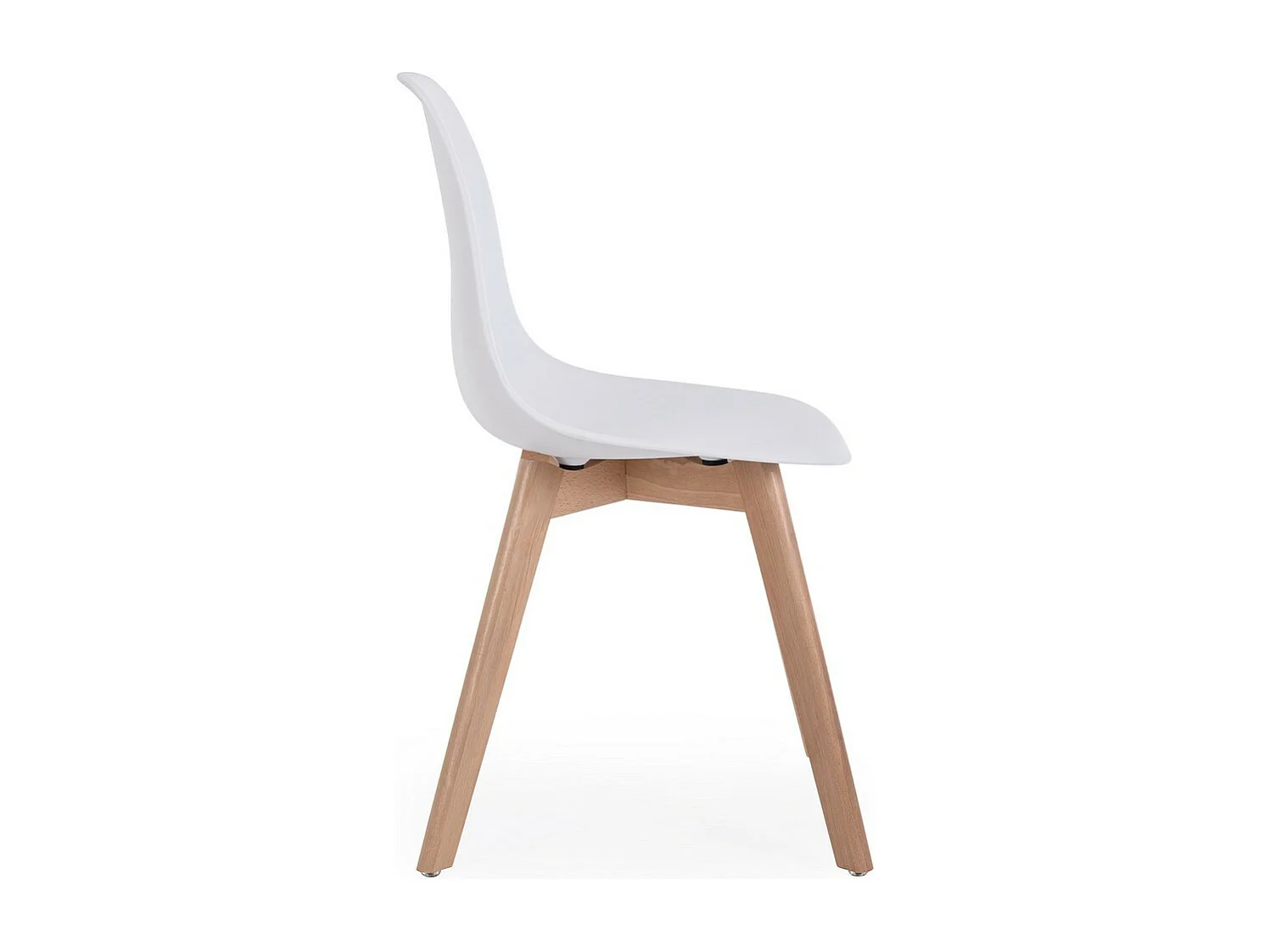 Lot de 4 chaises en polypropylène blanc et pieds en bois - SYSTEM