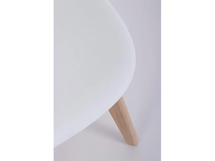 Lot de 4 chaises en polypropylène blanc et pieds en bois - SYSTEM