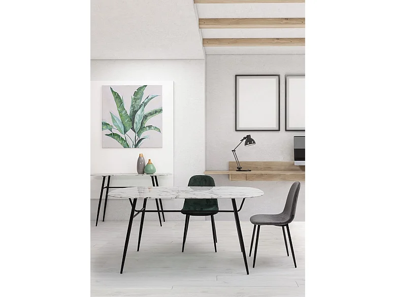 Lot de 4 chaises en velours gris tourterelle - IRELIA