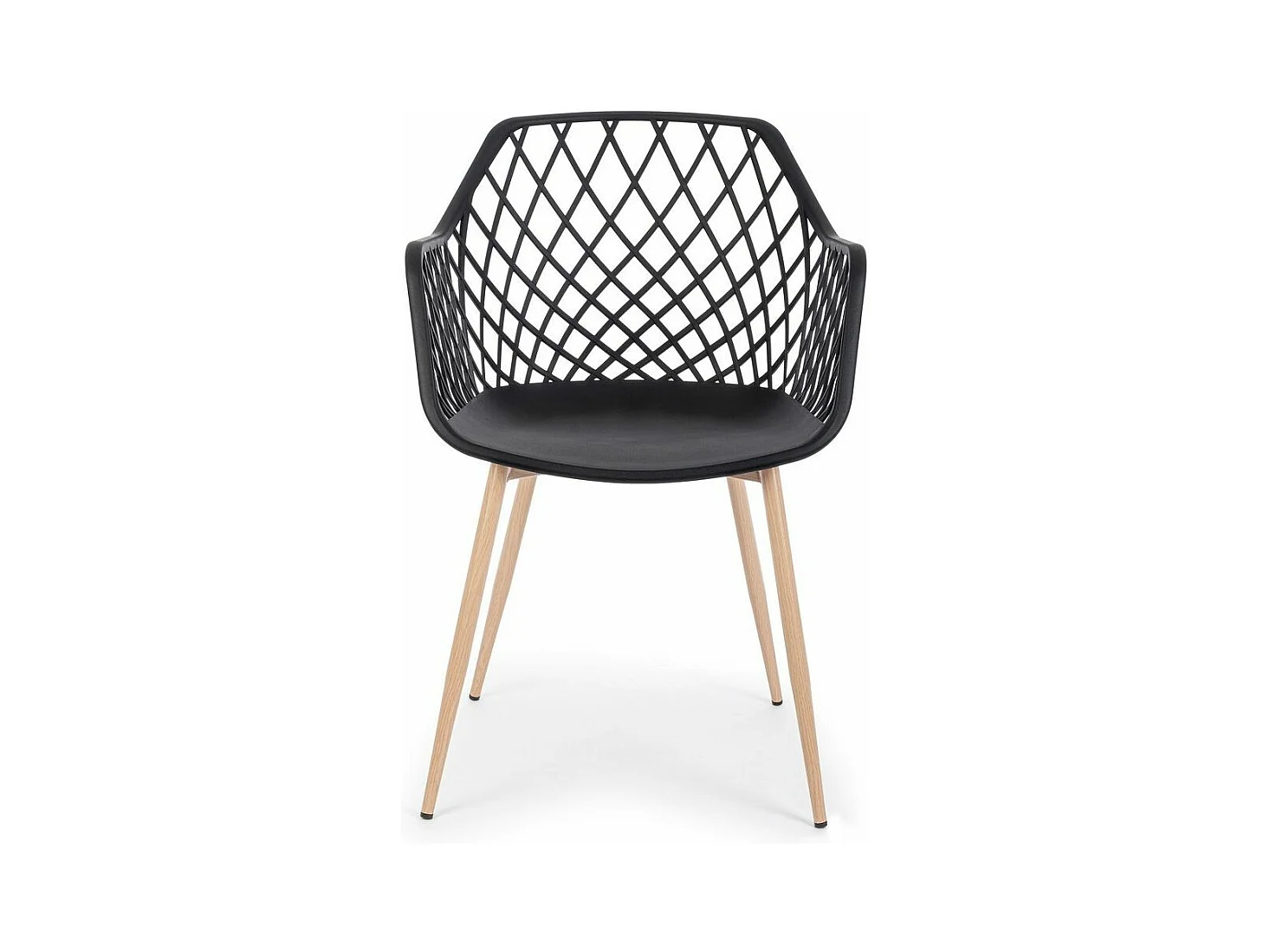 Lot de 4 chaises en polypropylène noir avec pieds en métal - OPTIK